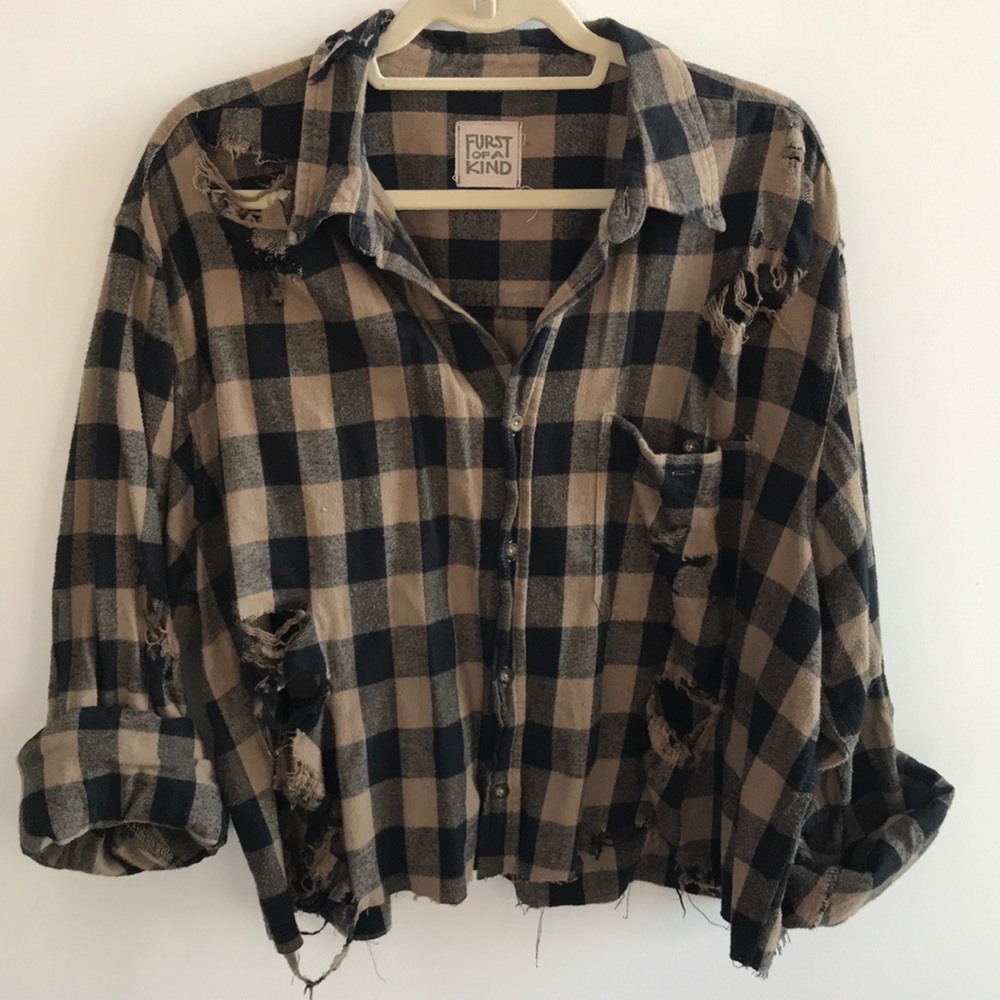 Furst of a Kind distressed Plaid Button Down